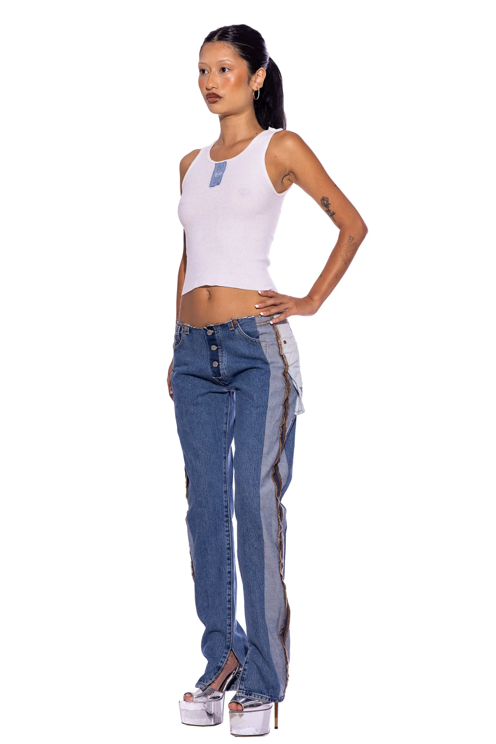 PORTERHOUSE RAW WAIST JEANS IN VINTAGE BLUE