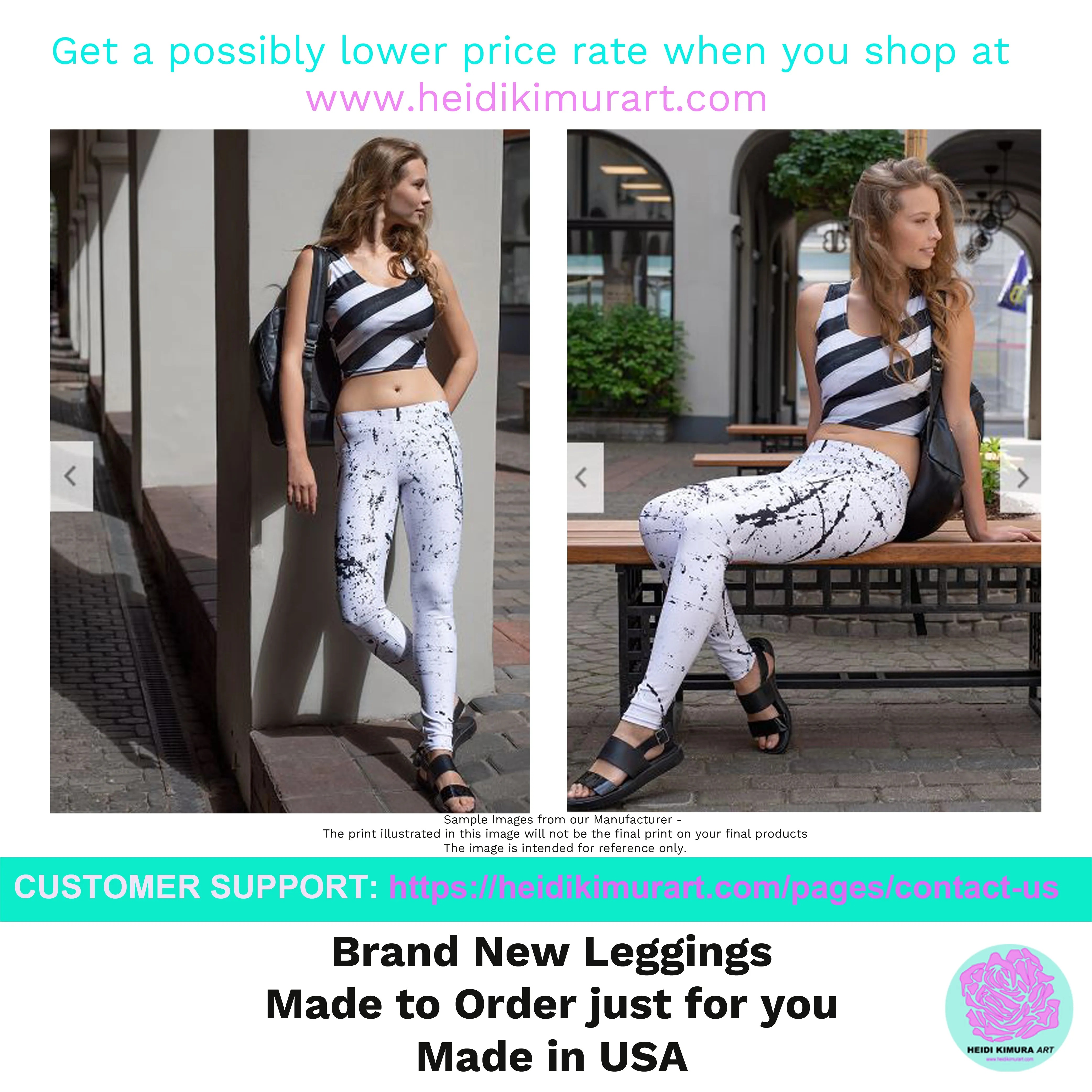 Purple Floral Yoga Leggings, Abstract Flower Print Long Women's Gym Tights-Made in USA/EU