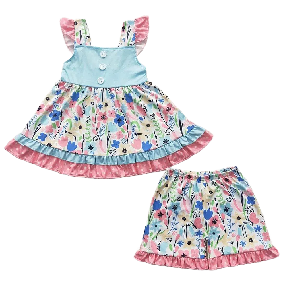 "Boho Flowers" Girl's 2 PC Shorts Set