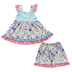 "Boho Flowers" Girl's 2 PC Shorts Set