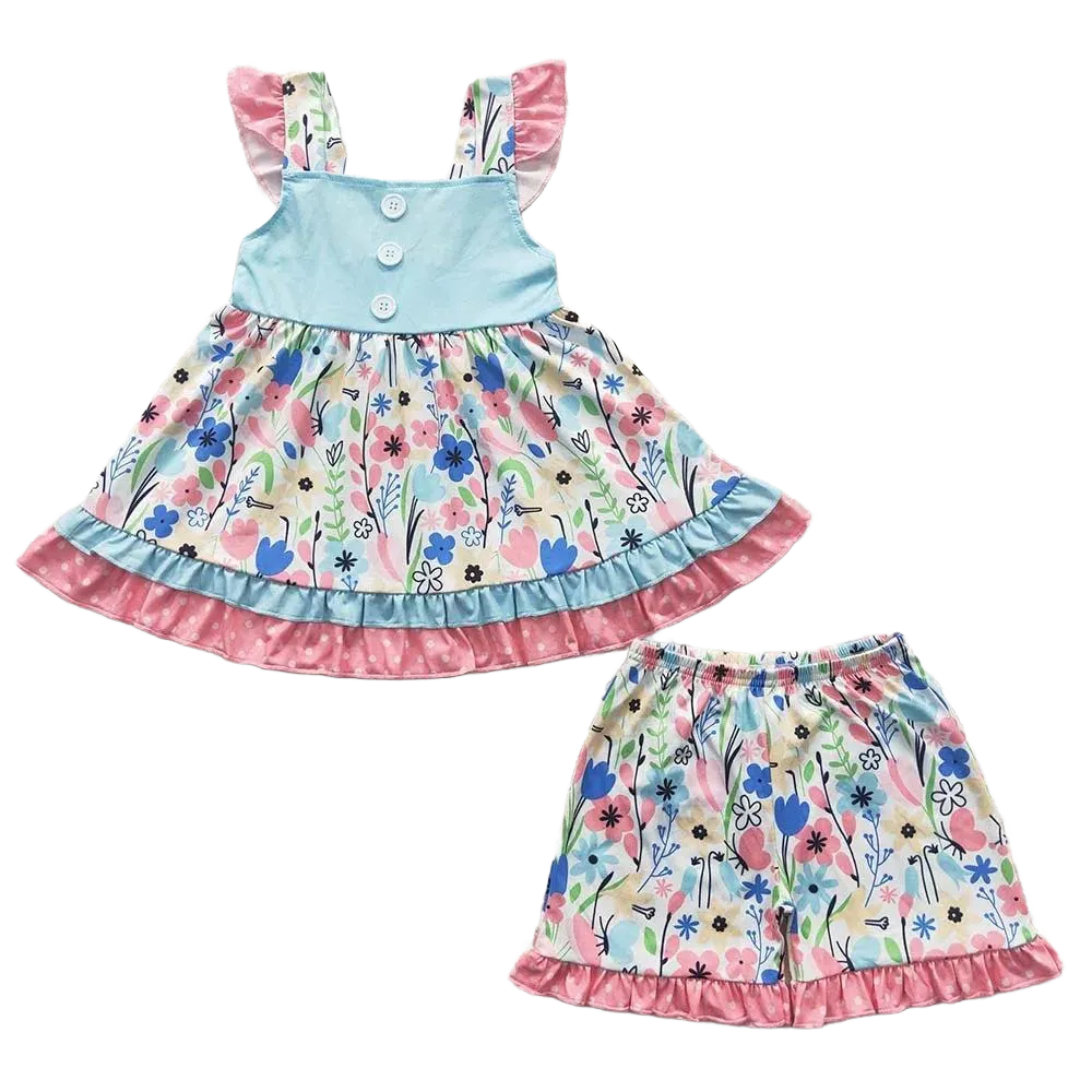 "Boho Flowers" Girl's 2 PC Shorts Set