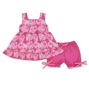 "Roses are Pink" 2 PC Girls Boho Shorts Set