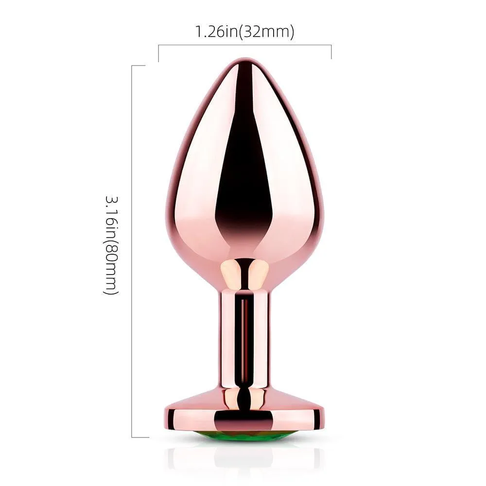 Rainbow Gem Rose Gold Metal Butt Plug