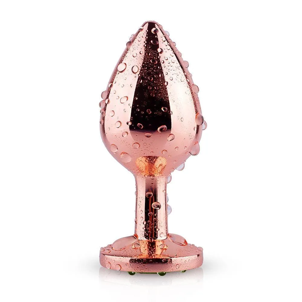 Rainbow Gem Rose Gold Metal Butt Plug