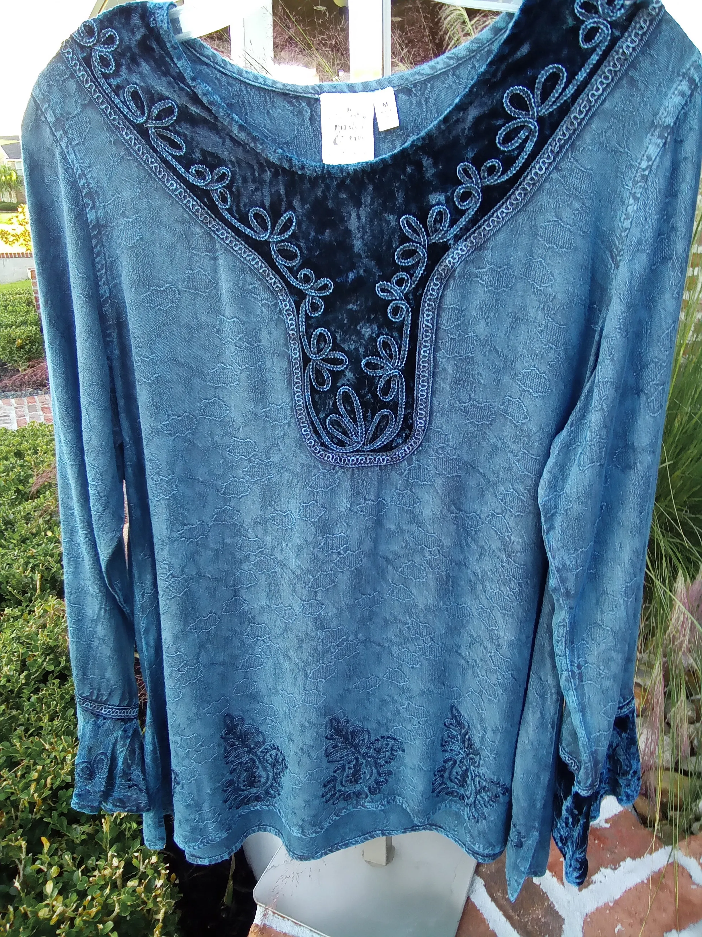 Rayon and Velvet Tunic - Blue | Parsley & Sage