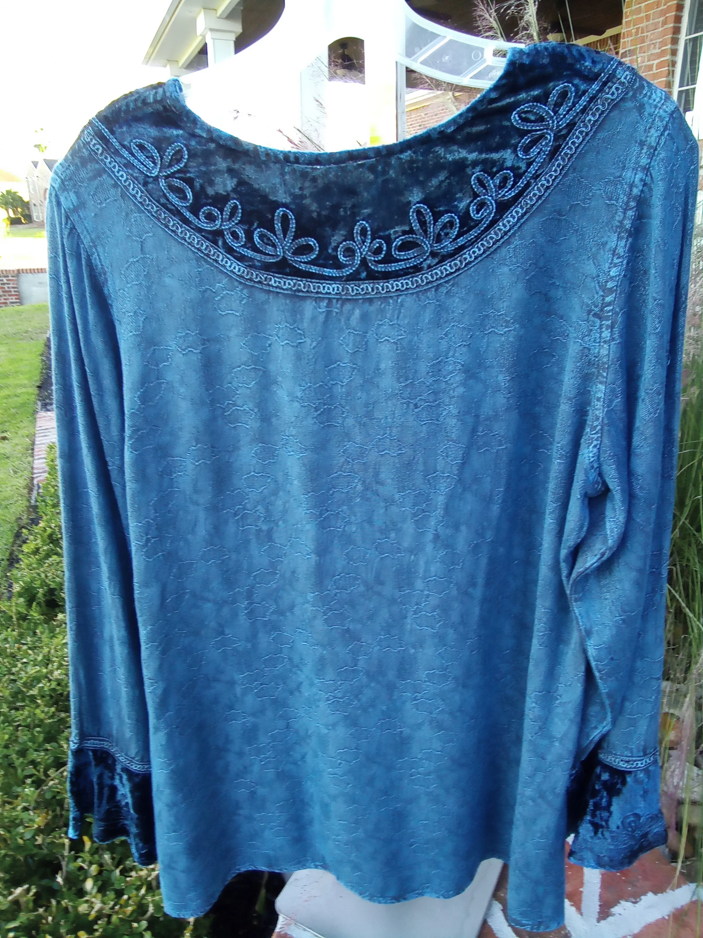 Rayon and Velvet Tunic - Blue | Parsley & Sage