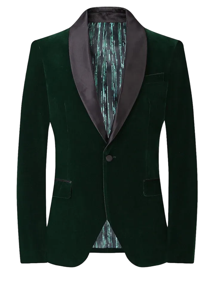 Red Men's velvet Tuxedo Blazer Shall Lapel Slim-Fit with Bowtie