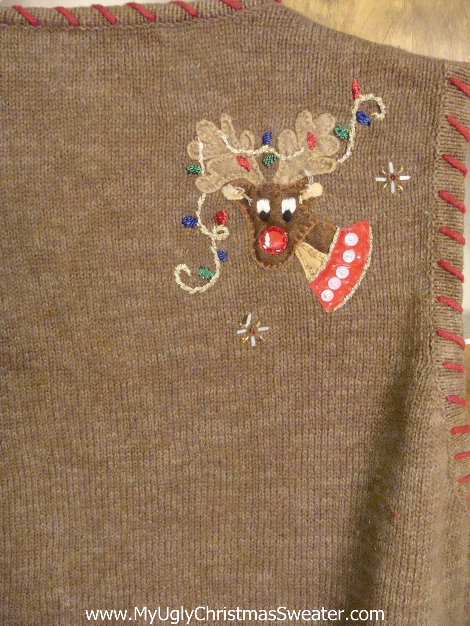 Reindeer Hanging Lights Horrible Christmas Sweater Vest