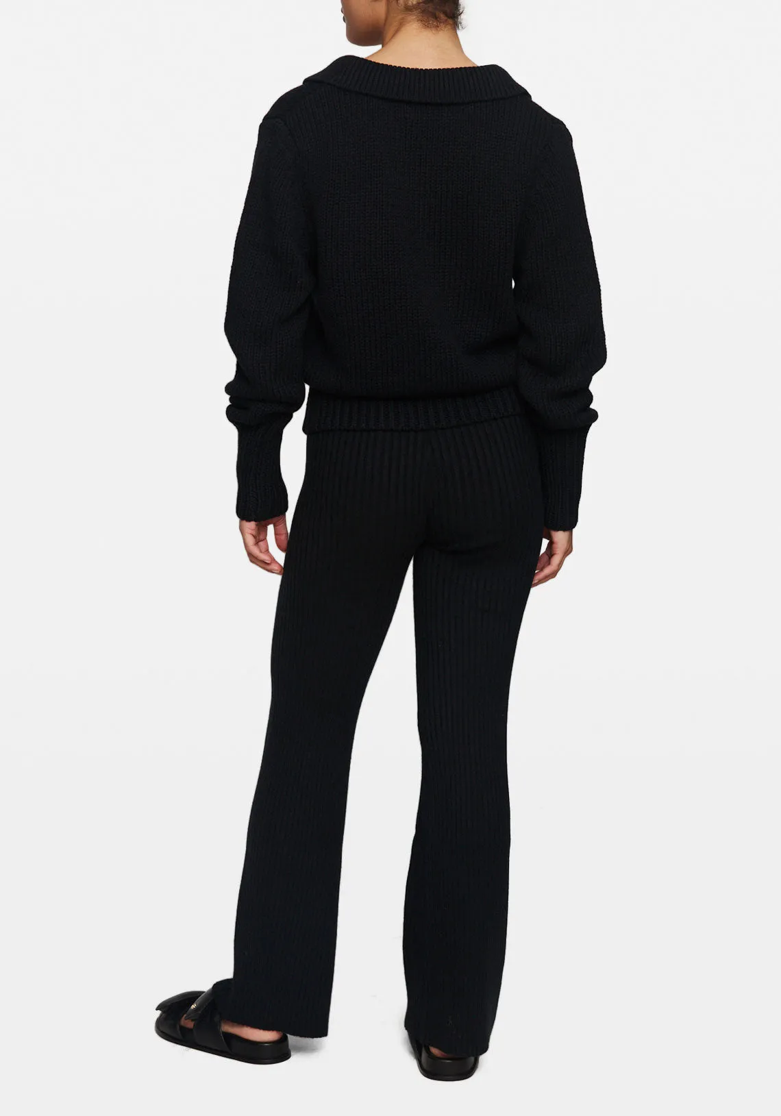 RIBBED SPLIT HEM TIGHT BLACK
