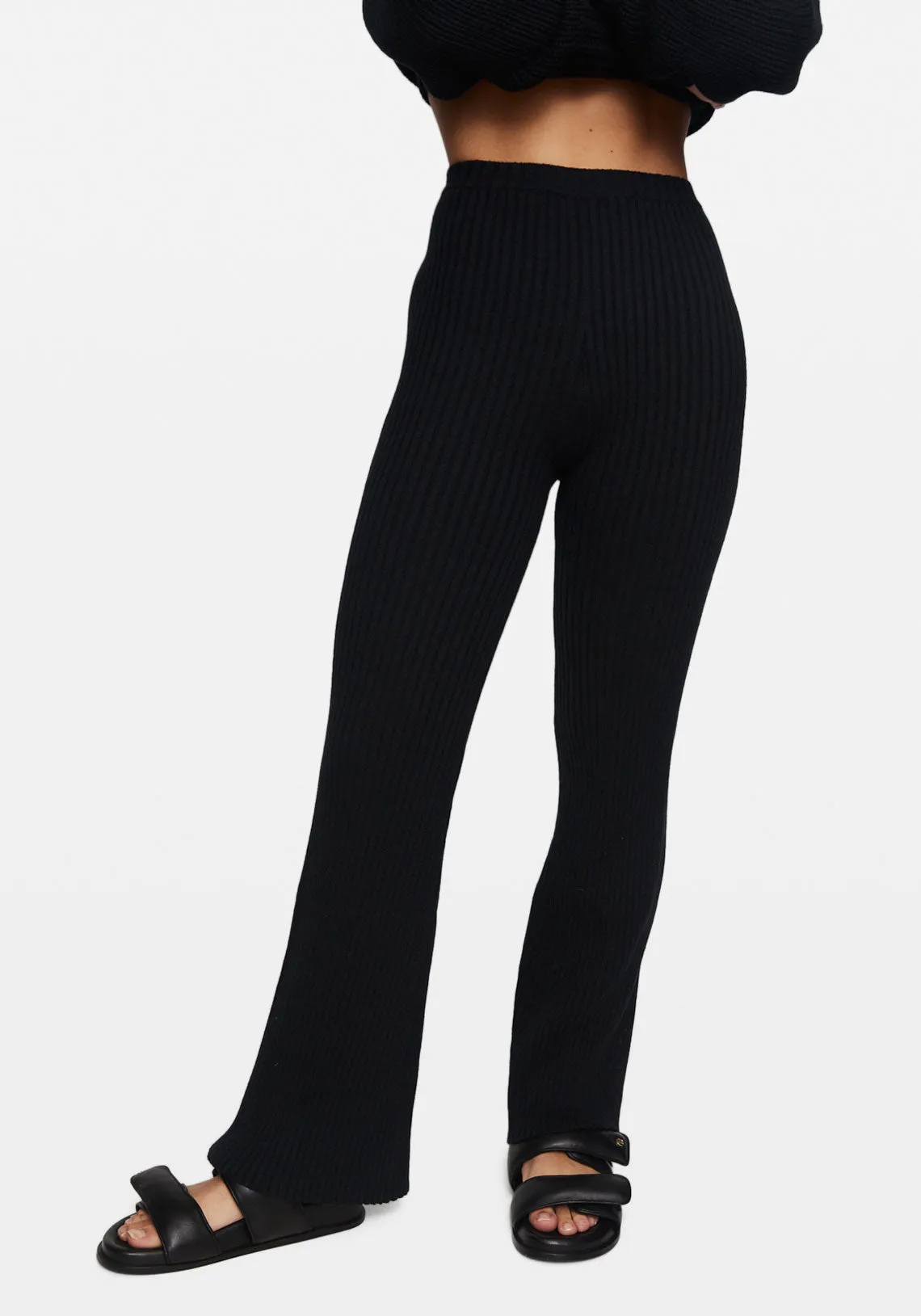 RIBBED SPLIT HEM TIGHT BLACK