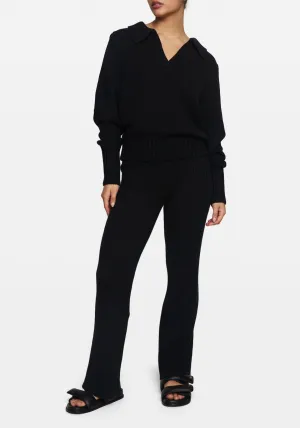 RIBBED SPLIT HEM TIGHT BLACK