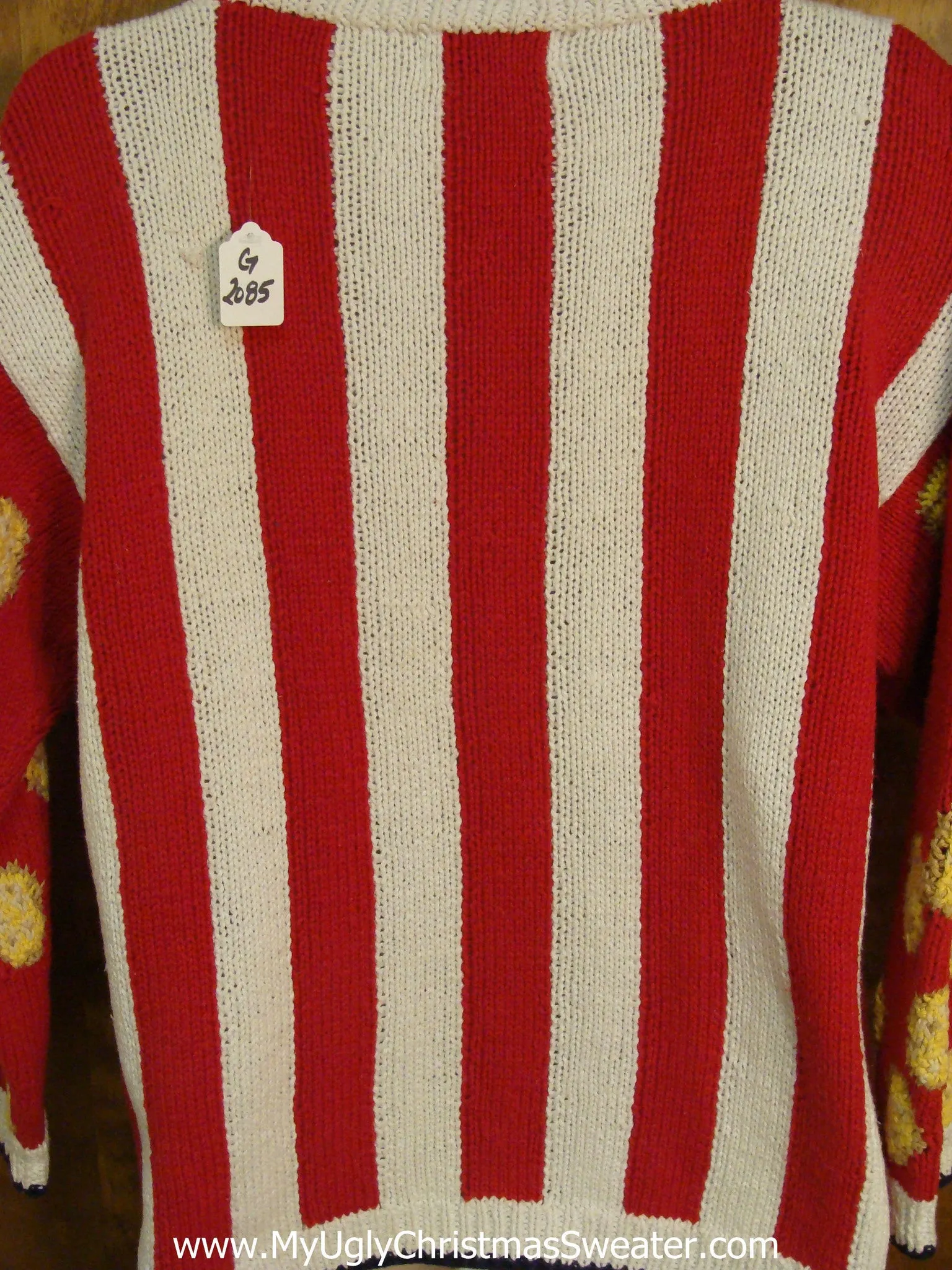 Ritz Cracker Striped Red 80s Light Up Ugly Xmas Sweater