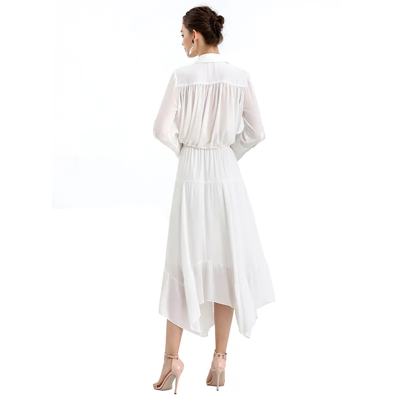 S068-10 Women solid asymmetric panelled long flare handkerchief skirt