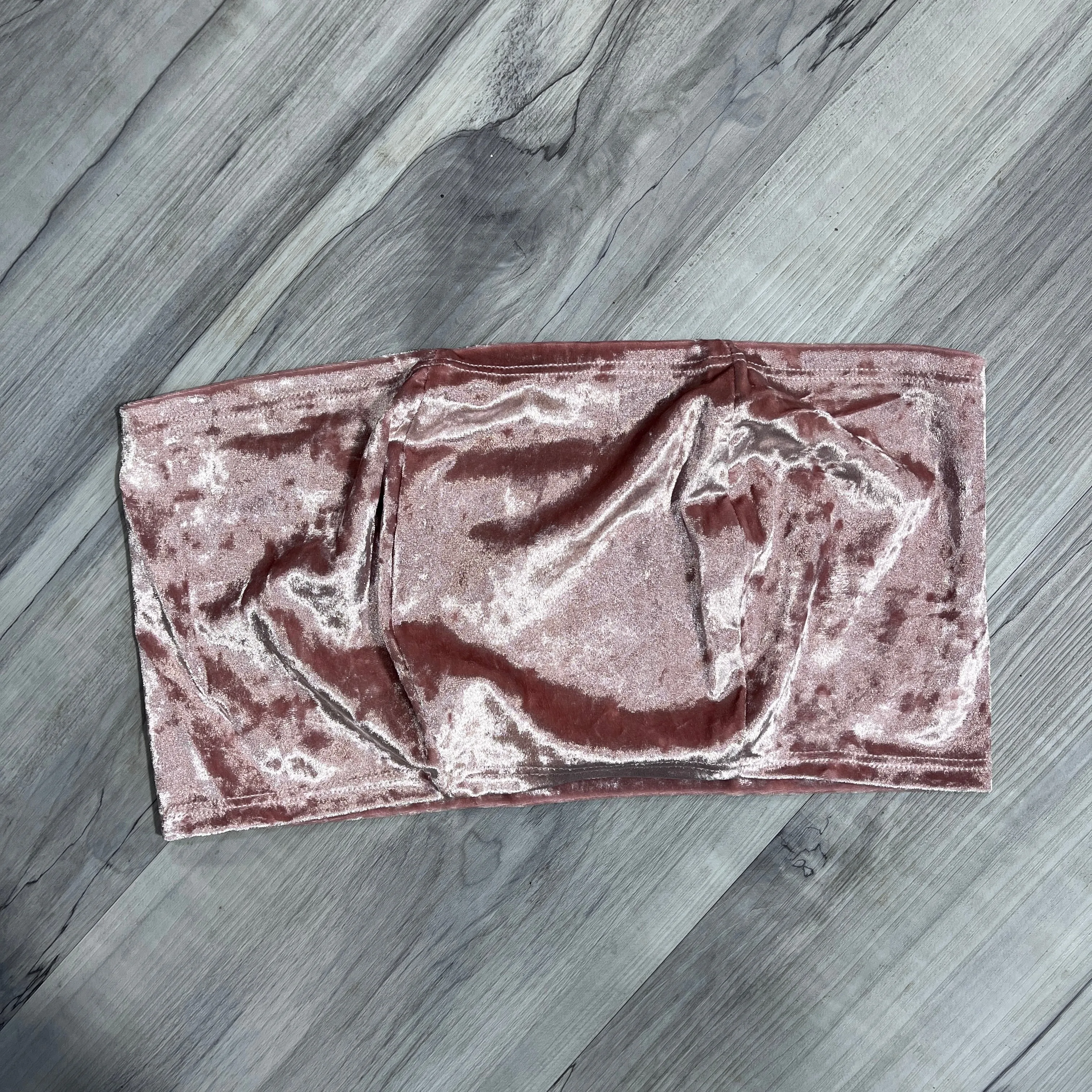 SALE - MEDIUM - Tube Top Bandeau - Dusty Pink Crushed Velvet