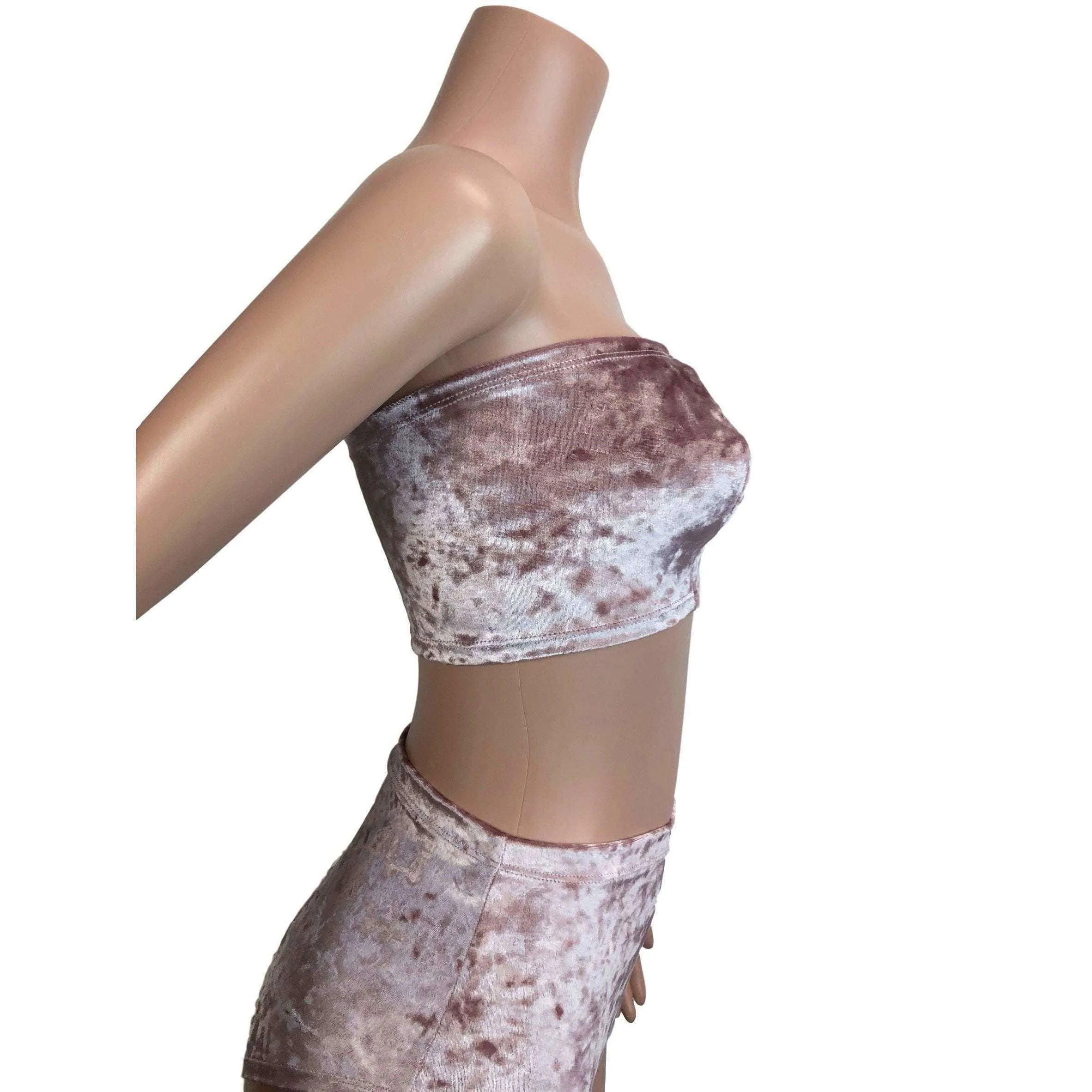 SALE - MEDIUM - Tube Top Bandeau - Dusty Pink Crushed Velvet