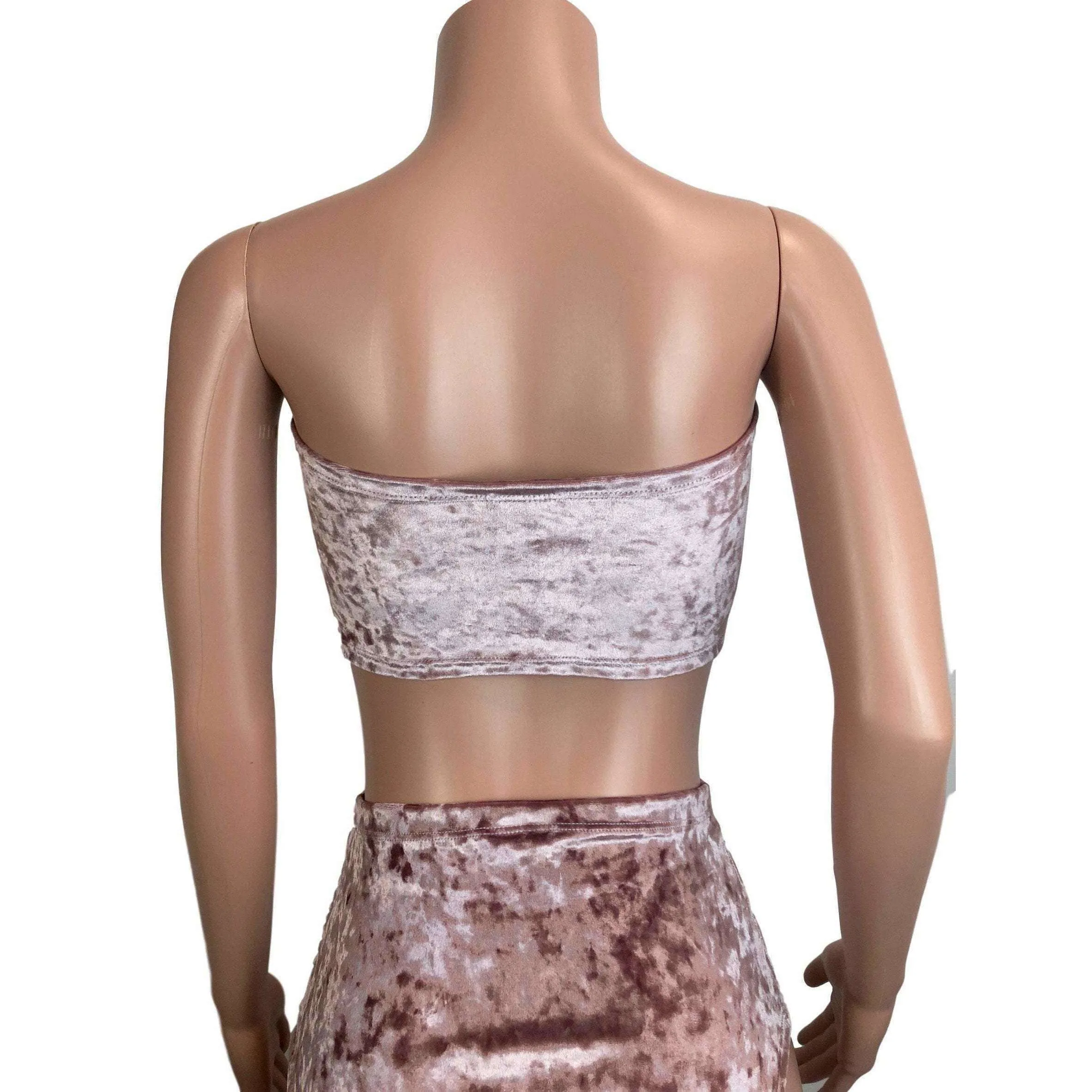 SALE - MEDIUM - Tube Top Bandeau - Dusty Pink Crushed Velvet