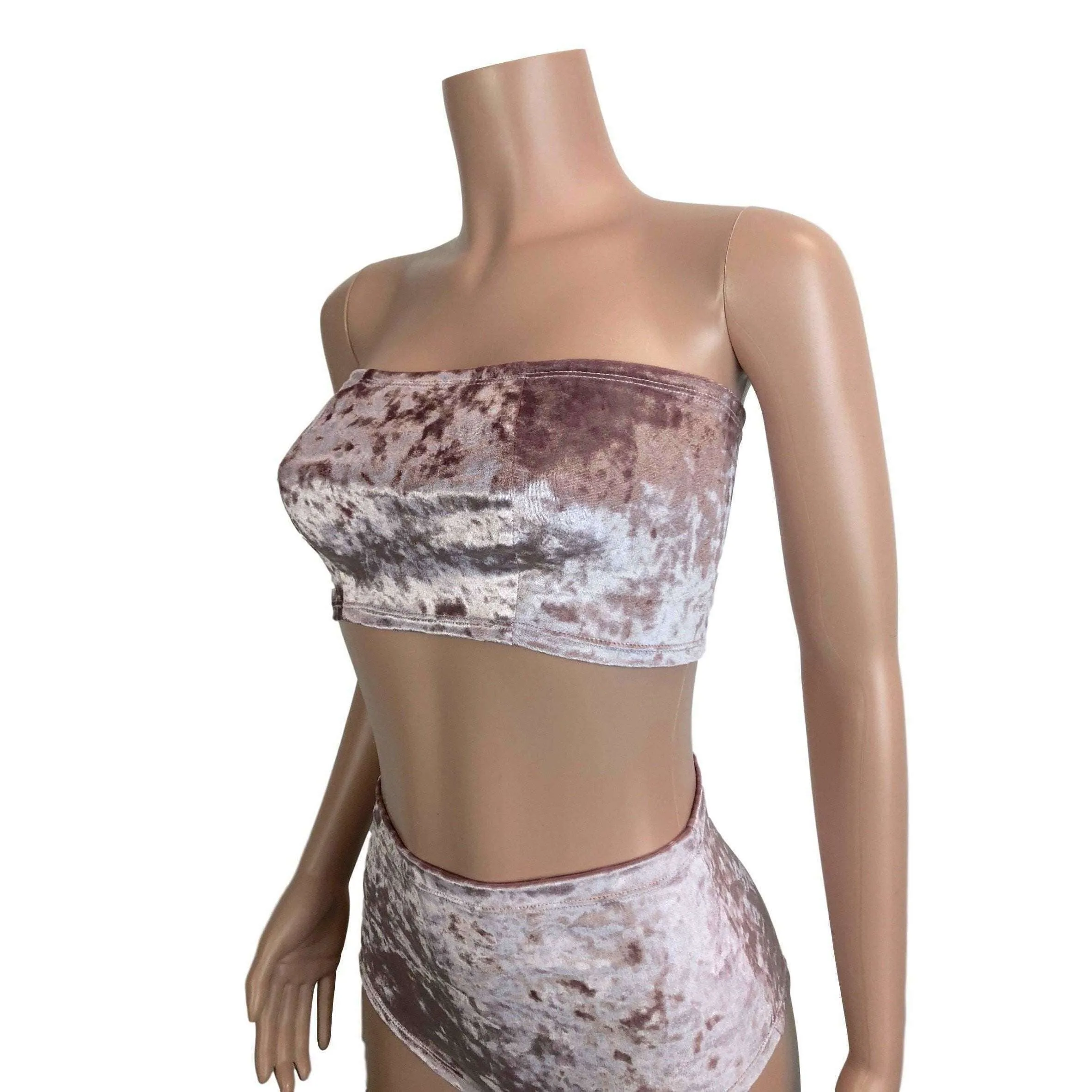 SALE - MEDIUM - Tube Top Bandeau - Dusty Pink Crushed Velvet