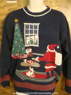 Santa Putting Presents Under the Tree Cute Christmas Sweater