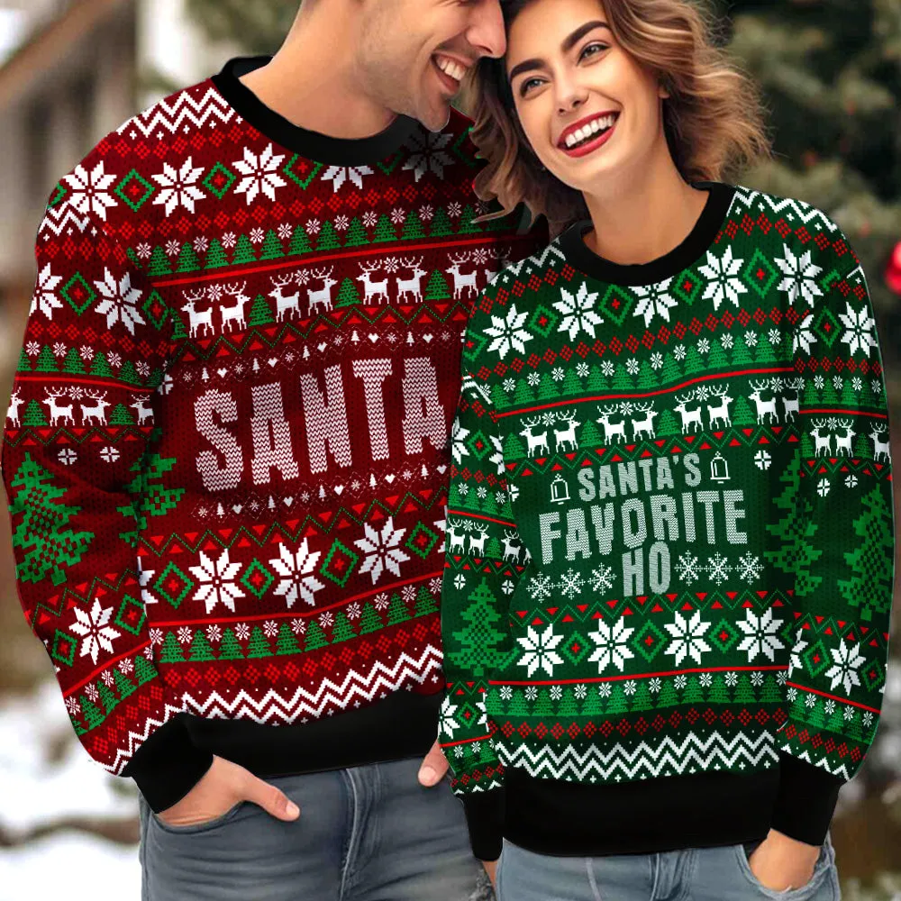 Santa's Favorite Ho Couple Ugly Christmas Sweater Christmas Gift Anniversary Sweater