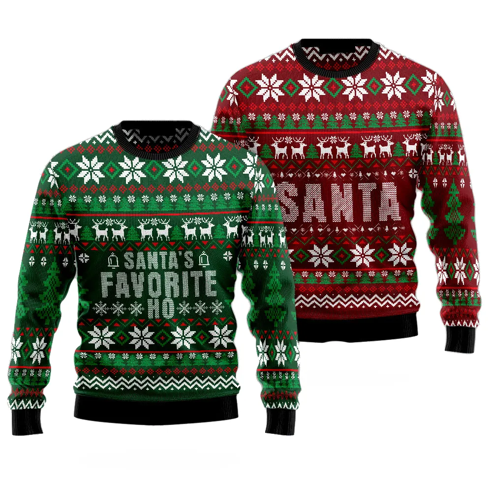 Santa's Favorite Ho Couple Ugly Christmas Sweater Christmas Gift Anniversary Sweater