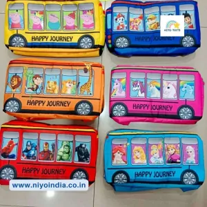 School Bus Bag ll Happy Journey Bag ll Light Weight Kids Sling | Picnic Duffle Bag (Assorted colors)
