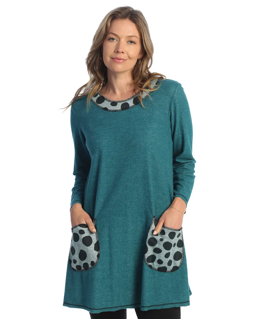 SF4-1780 Teal Dots Fleece Tunic