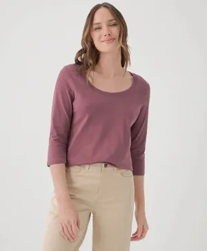 Softspun Scoop Neck 3/4 Sleeve Tee - Mauve