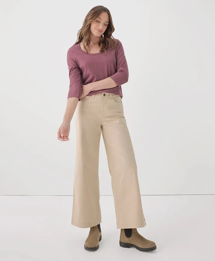 Softspun Scoop Neck 3/4 Sleeve Tee - Mauve