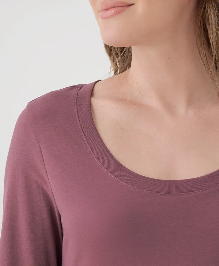 Softspun Scoop Neck 3/4 Sleeve Tee - Mauve