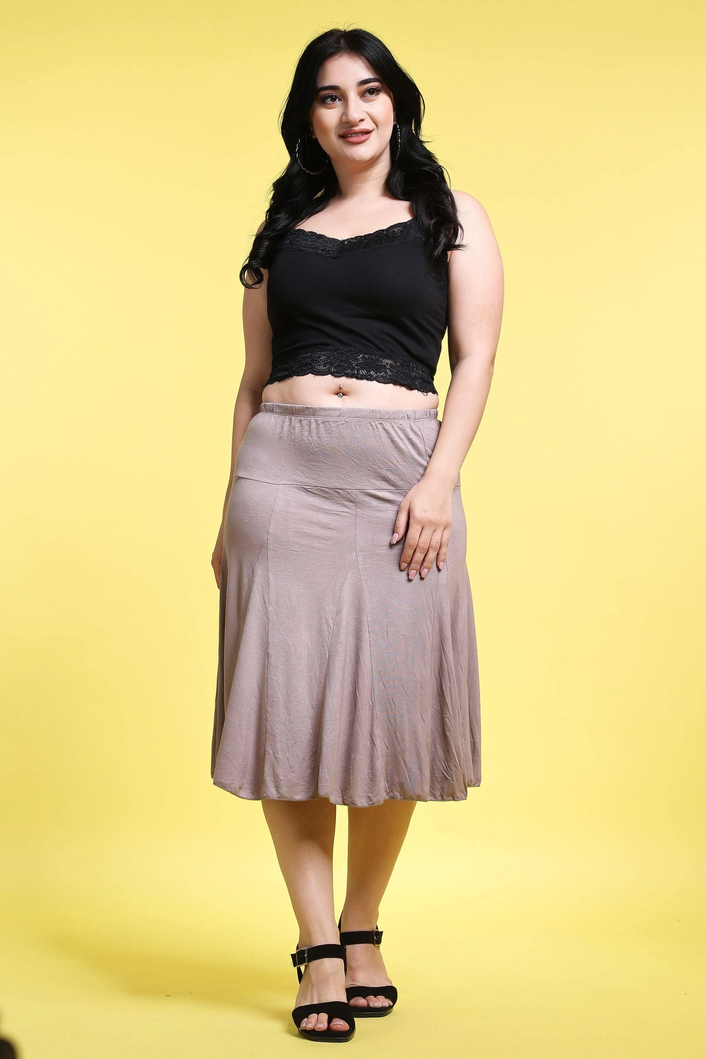 Solid Pleated Skirt