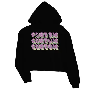 Sorority Theme Purple Top Text Womens Custom Crop Hoodie Lucky Fun