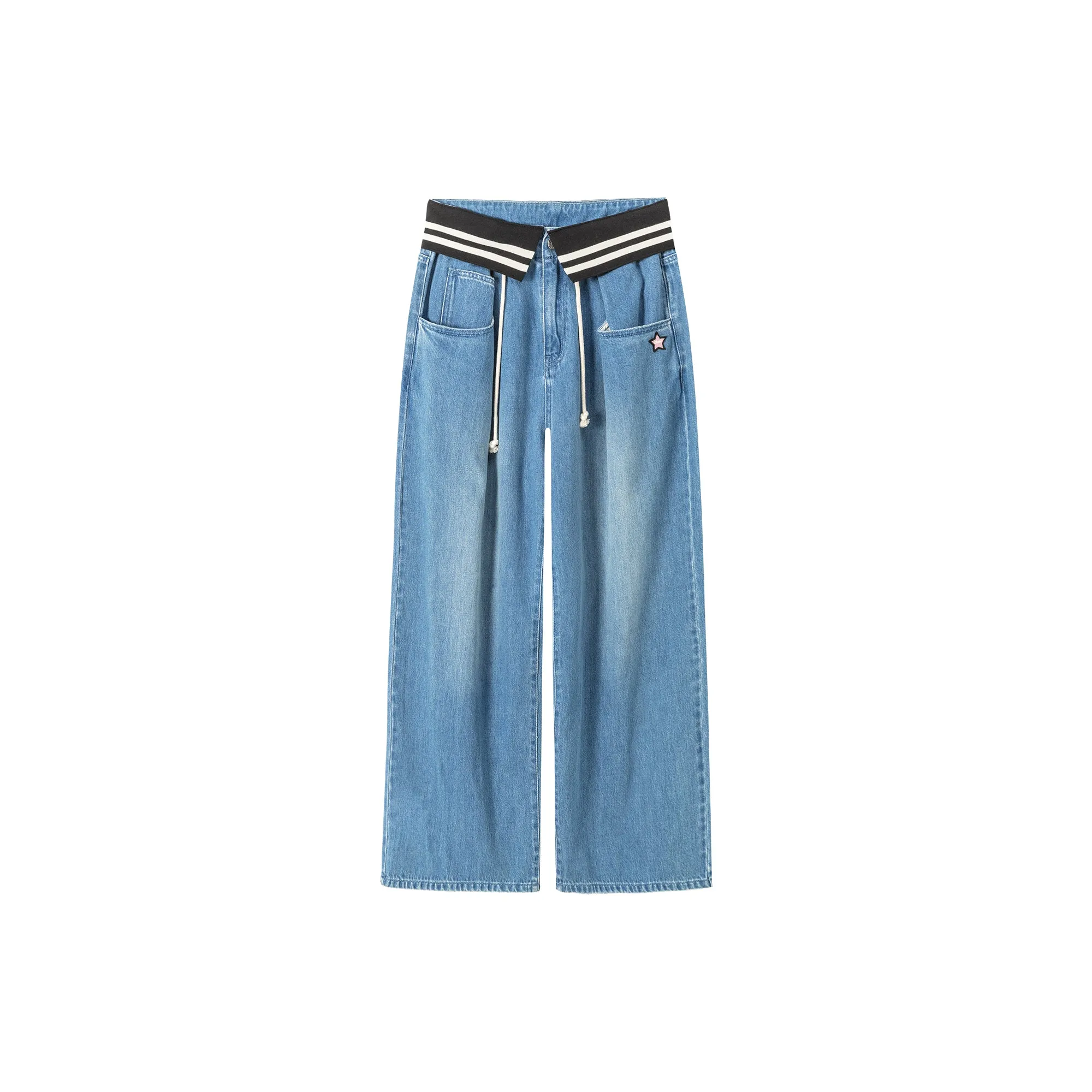 String Wide Denim Jeans