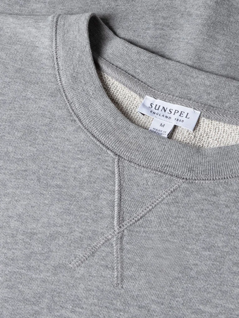 Sunspel Loopback Sweatshirt in Grey Melange