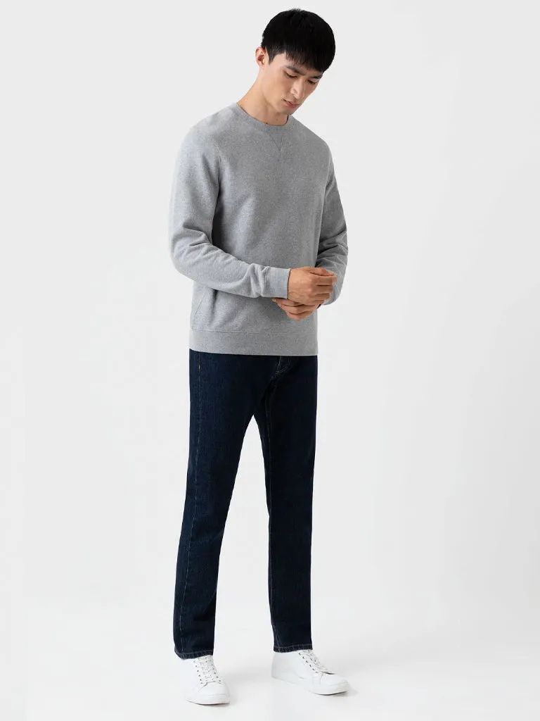 Sunspel Loopback Sweatshirt in Grey Melange