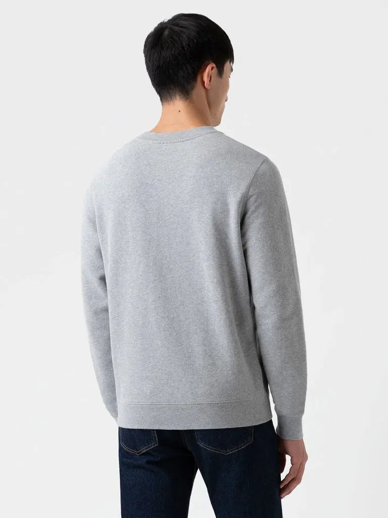 Sunspel Loopback Sweatshirt in Grey Melange