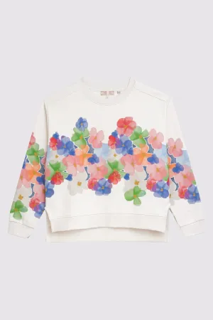 Sweatshirt mit Blumenbordüre