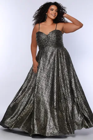 Sydney's Closet SC7394 Animal Print Plus Sized Long Formal Dress A Line Spaghetti Straps Slit Sydney's Closet SC7394 Animal Print Plus Sized Long Formal Dress A Line Spaghetti Straps Slit