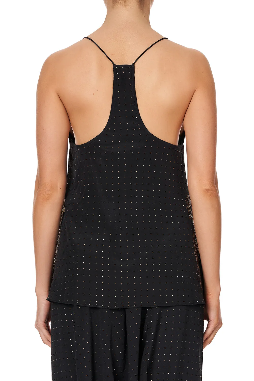 T BACK SHOESTRING TOP LUXE BLACK