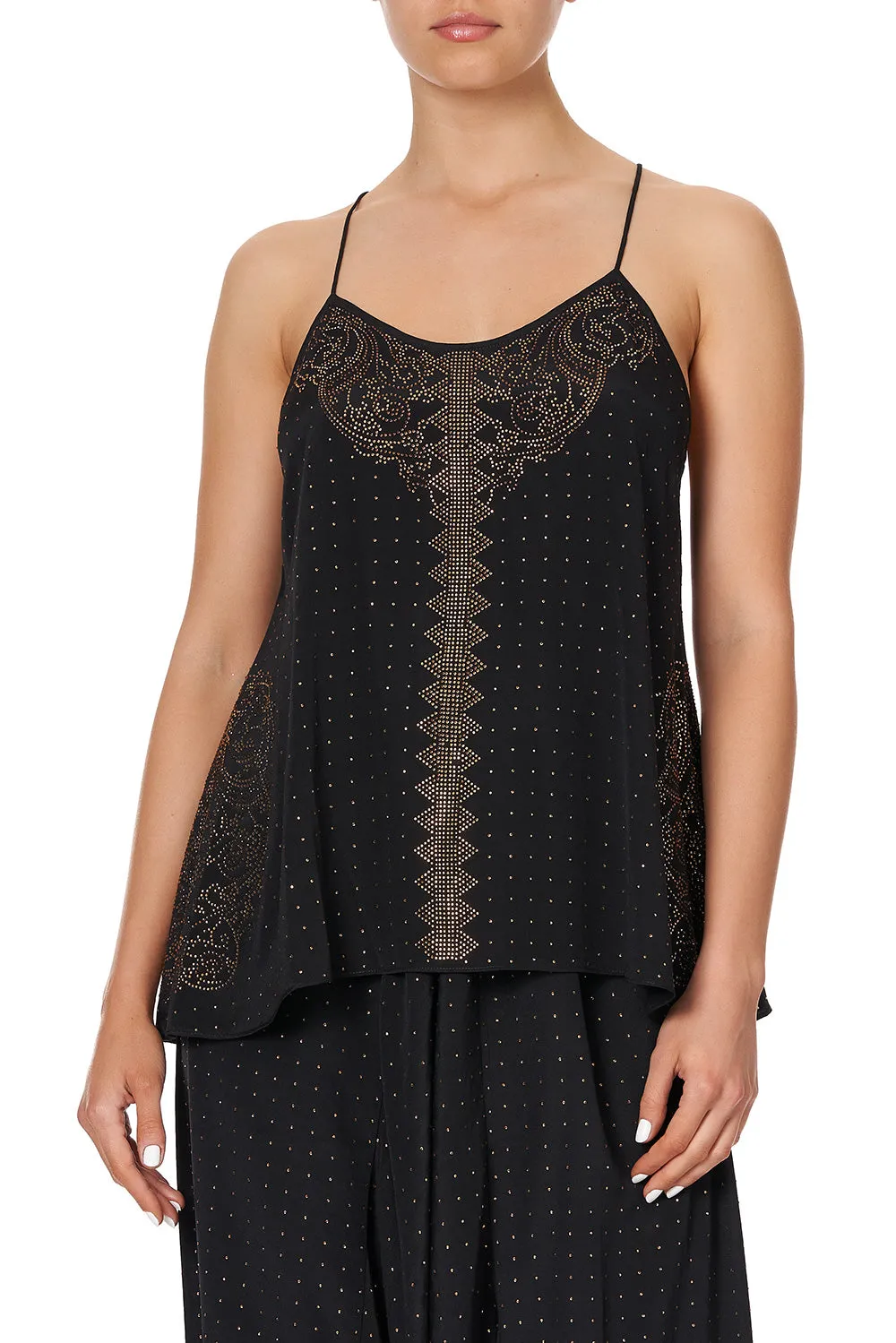 T BACK SHOESTRING TOP LUXE BLACK