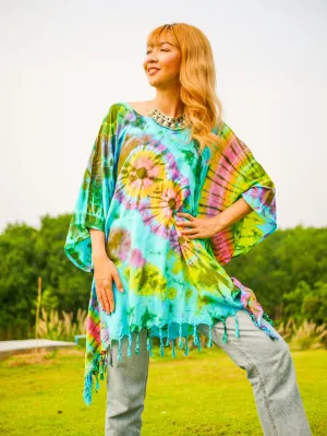 T0837- Hand Dyed Tunic Boho Kaftan Blouse Hippie Oversize Tops