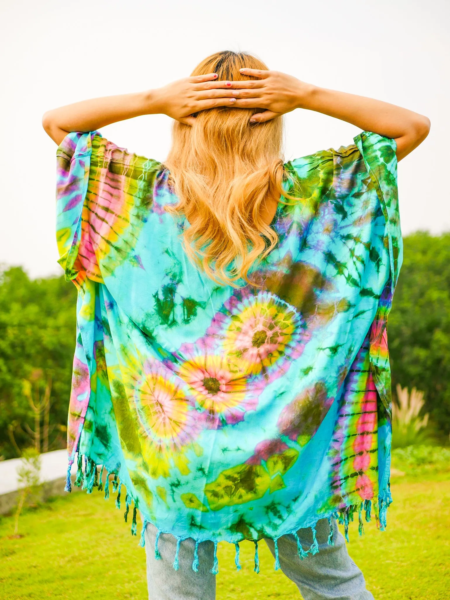T0837- Hand Dyed Tunic Boho Kaftan Blouse Hippie Oversize Tops