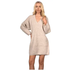 Topshop Women's Maternity V-Neck Long Sleeve Knit Dress - Mink Beige