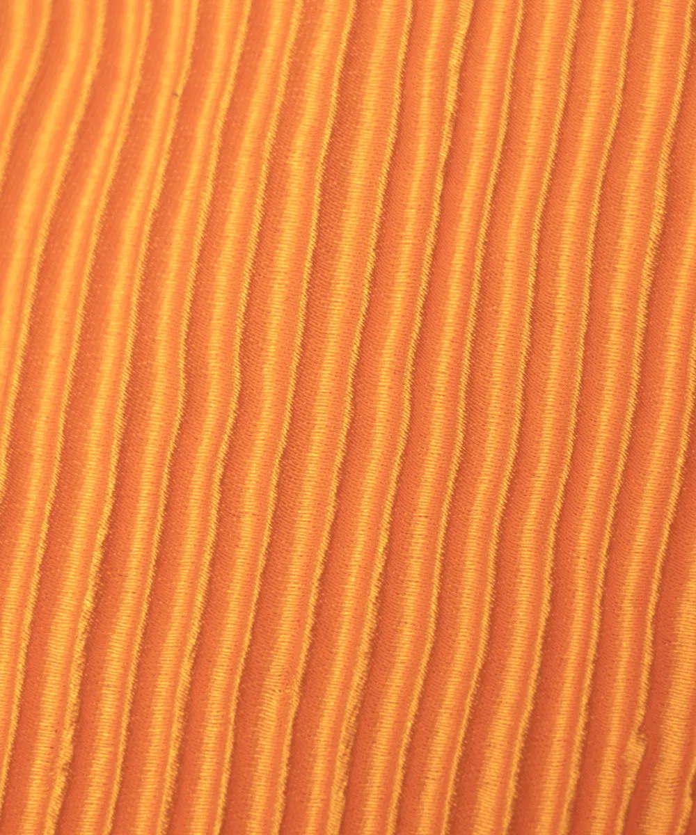 Turmeric Yellow Colour Plain Pleated Satin Fabric