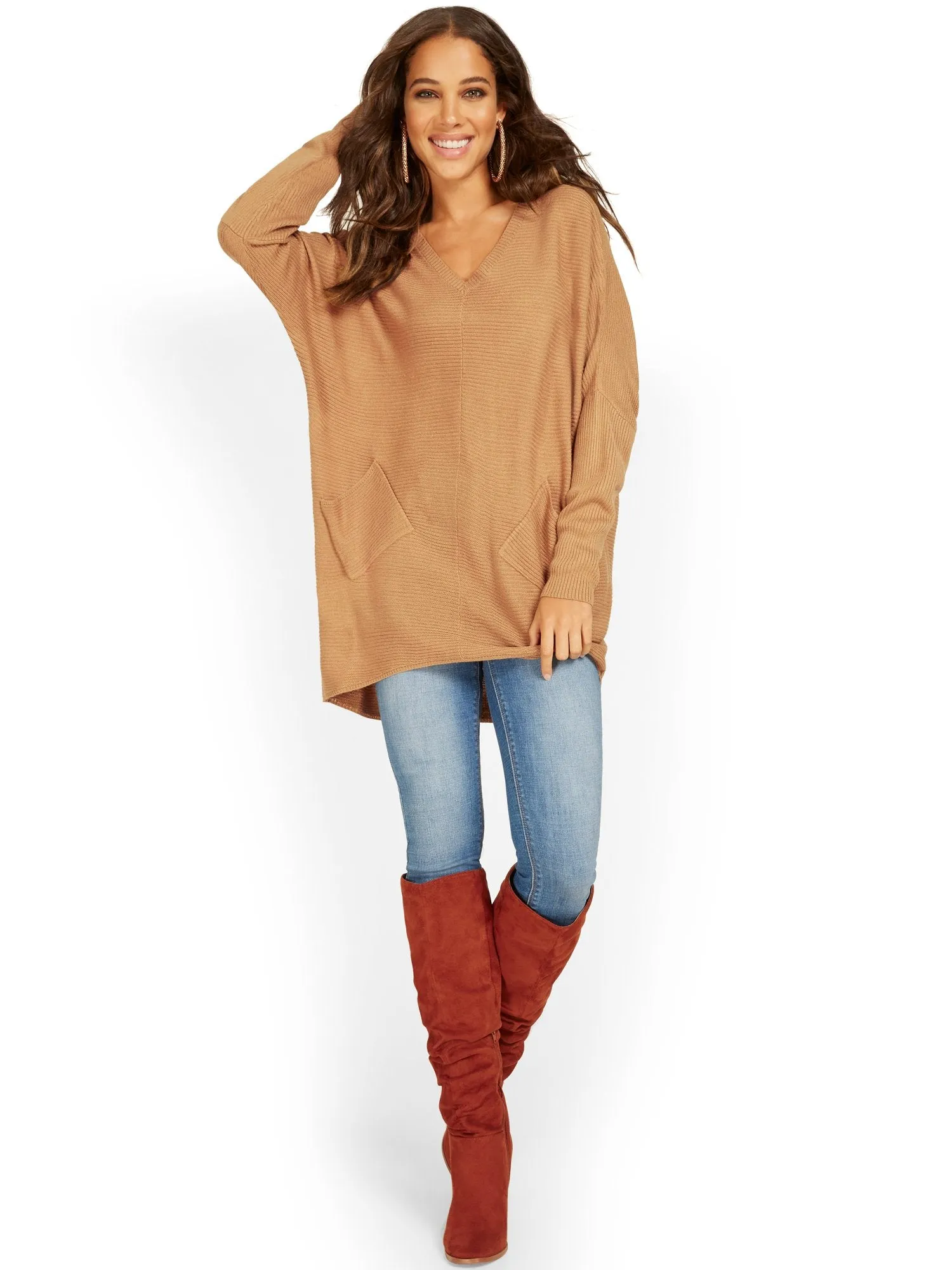 Two-Pocket Tunic Sweater