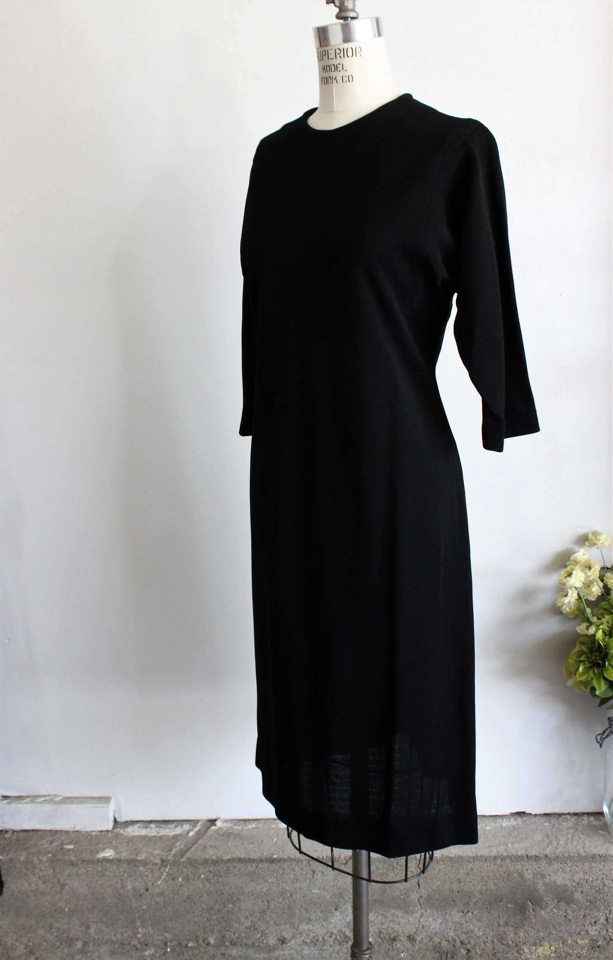 Vintage 1960s Black Sheath Dress by Rondo Fashion Knits