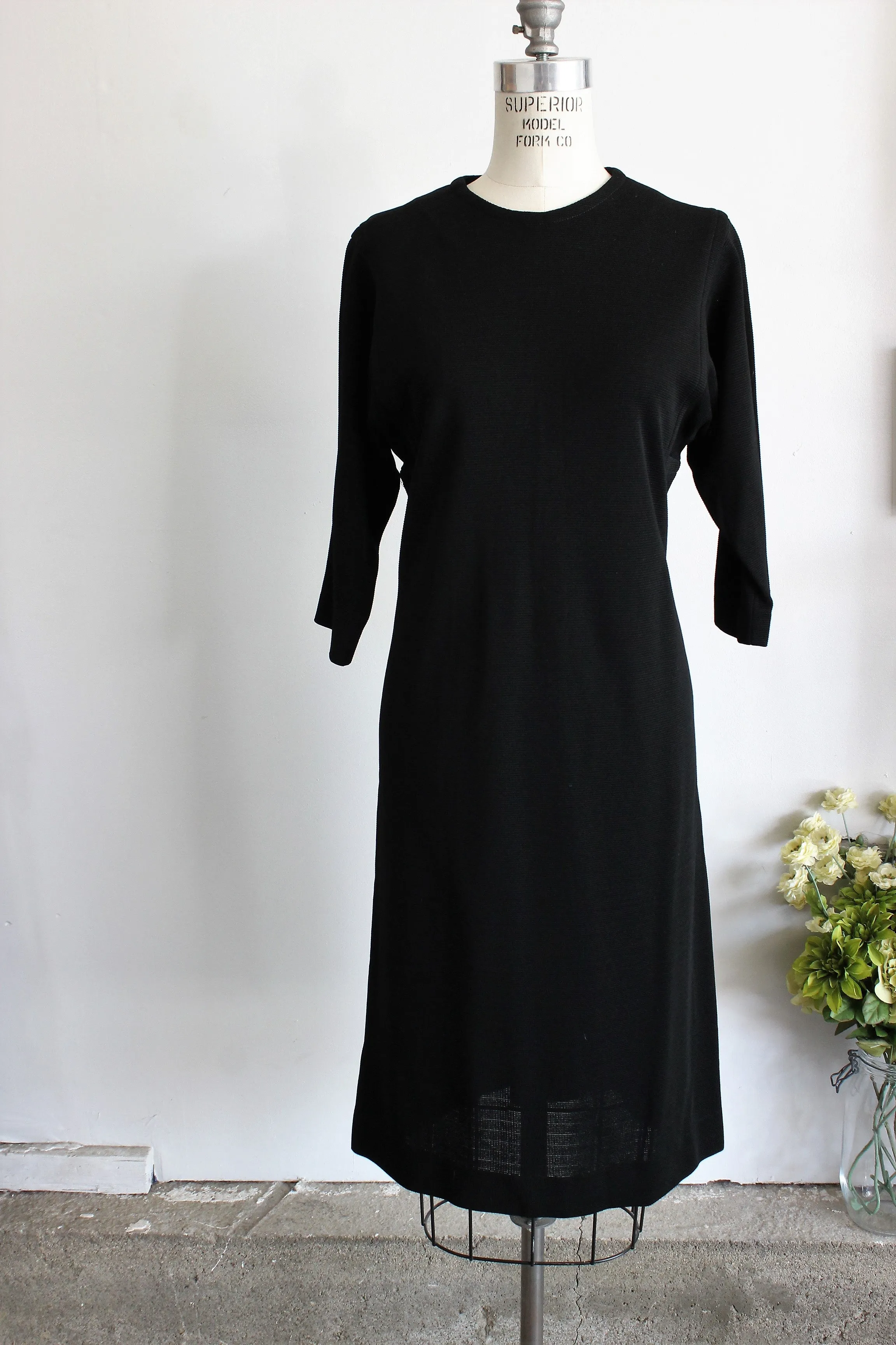 Vintage 1960s Black Sheath Dress by Rondo Fashion Knits