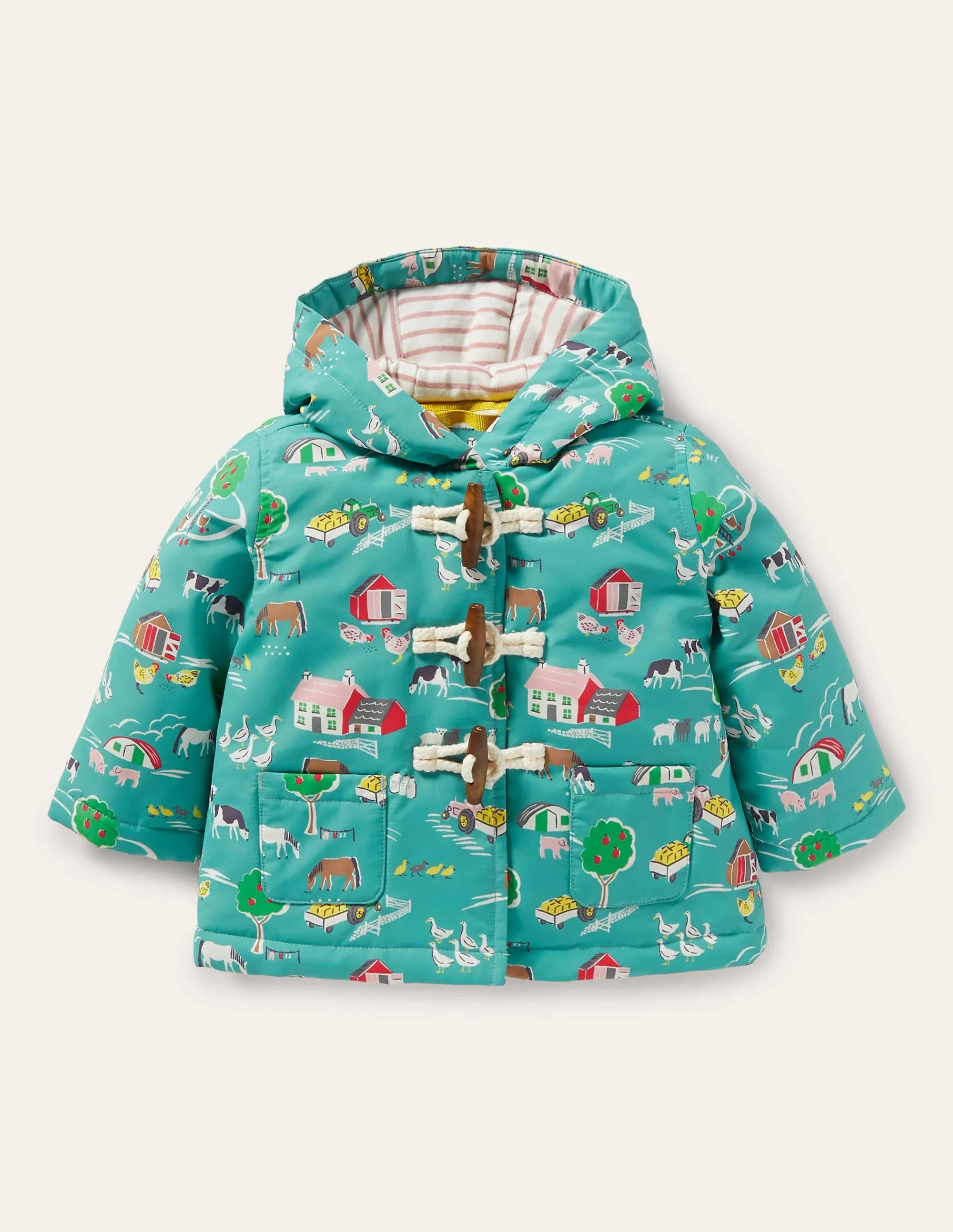 Water-resistant Coat-Brook Blue Farmyard