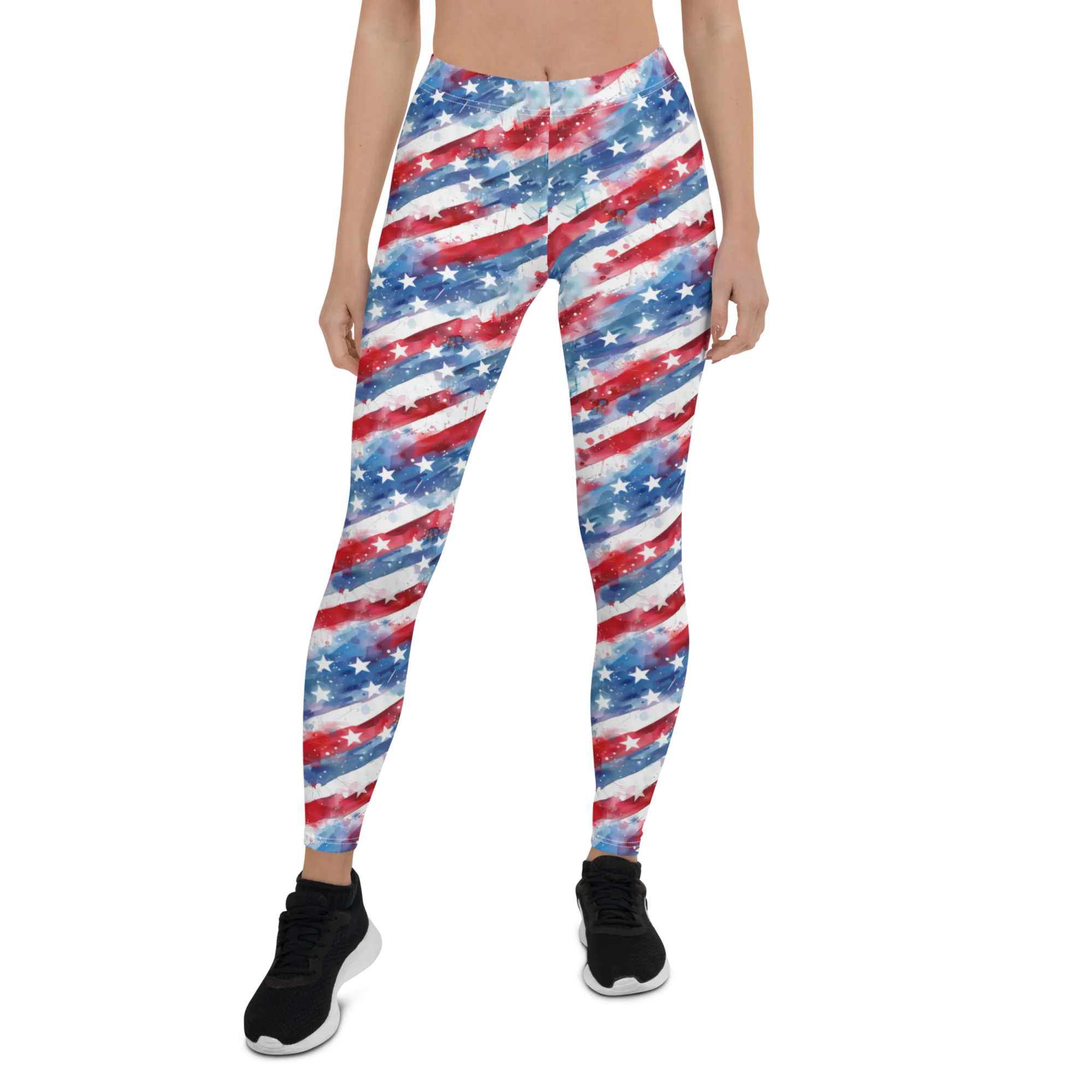 Watercolor Stars and Stripes Leggings