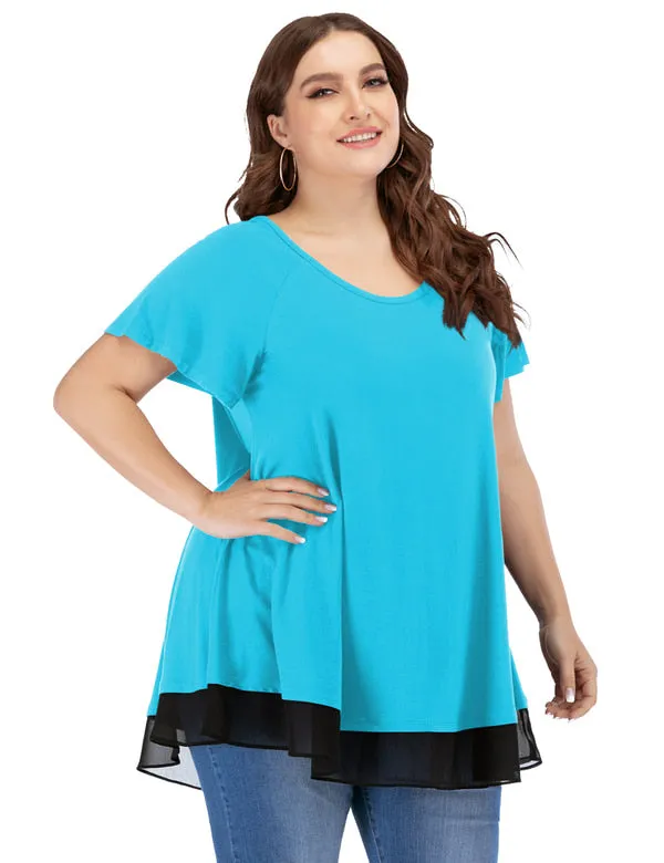 Women's Chiffon T-Shirt Plus Size Short Sleeves Flowy Shirt - LARACE 8060