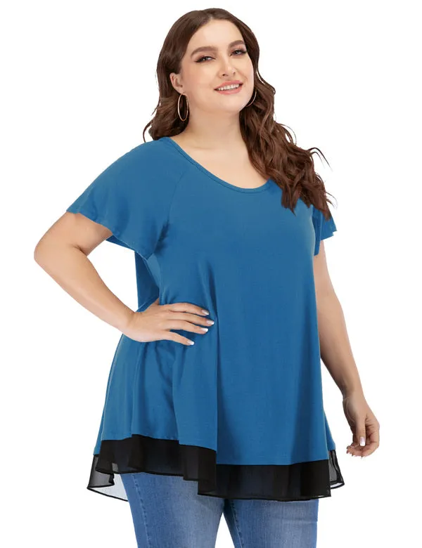 Women's Chiffon T-Shirt Plus Size Short Sleeves Flowy Shirt - LARACE 8060